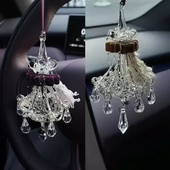 Мигающий хрустальный светильник, подвесной автомобиль, рождественский подарок, украшение комнаты, атмосфера, наряд, подвесная рождественская елка розовый