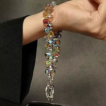 Мигающий шнурок для мобильного телефона, роскошная короткая подвесная цепочка в форме капли воды, ручная подвеска на запястье с бусинами