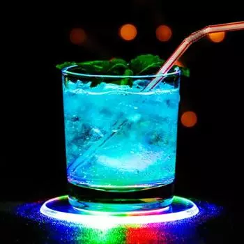 Мигающий светодиодный светильник для интерьера автомобиля, наклейка на чашку бутылки, светящийся коврик, ковер