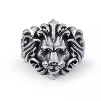 Mighty Lion Head Open Ring for Men, Personalized Fashion Retro Trendy Punk Hip Hop Ring opening adjustable