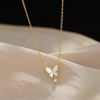 Михан Цирконий кулон-бабочка, ожерелье, светлый роскошный кристалл, сладкий корейский темперамент, ожерелье-цепочка для женщин, ювелирные изделия, подарки