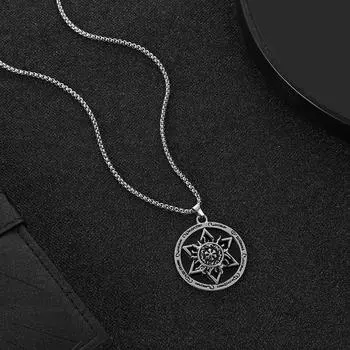 Mihmily бренд-ретро личность хип-хоп ожерелье, круглая шестиконечная звезда для мужчин