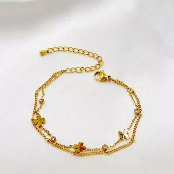 Mihmily бренд-титан стальной браслет с четырьмя листами клевера, кисточка нишевый дизайн светлый люкс золотой