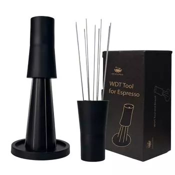 MiiCoffee WDT Espresso Dispersion Tool Magnetic Coffee Stirrer 0.4mm 9 Mounting Pins + 9 Extra Needles for Espresso Coffee Stirring Tool with Stand