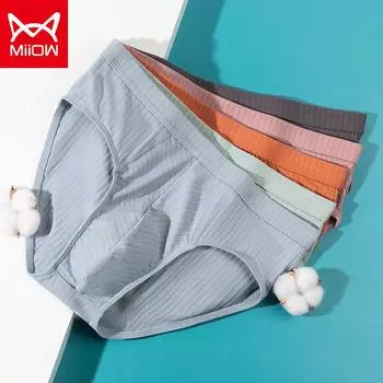 MiiOW, 3 шт., 50 шт., чесаный хлопок, однонаправленное, с мокрой промежностью, мужские трусы-боксеры, мужское нижнее белье, L-3XL L