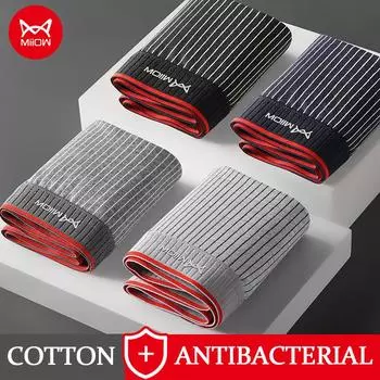 MiiOW, 3 шт., хлопковое мужское нижнее белье, шорты-боксеры AAA, антибактериальное мужское нижнее белье, мужские боксеры, подарок, новинка, L-5XL XXXXXL