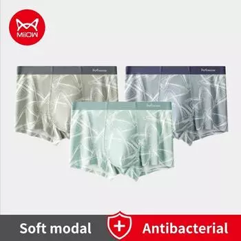 MiiOW 3 шт. модальное мужское нижнее белье AAA антибактериальное нижнее белье большого размера в клетку боксерские шорты L-4XL L