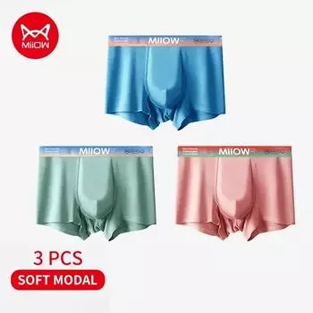 MiiOW 3 шт., мягкие шелковистые мужские трусы-боксеры из модала 7A, антибактериальные хлопковые мужские трусы, мужские трусы-боксеры с градиентом цвета L