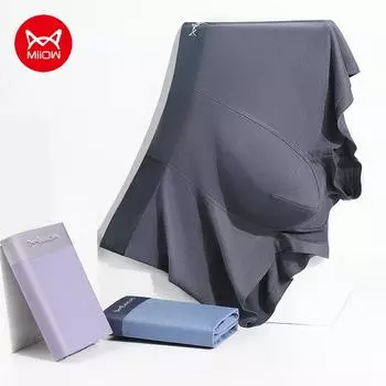 Miiow, 3 шт., мужское нижнее белье без следов из модала, мужские антибактериальные дышащие шорты на плоской подошве из чистого хлопка с четырьмя углами, L-4XL L