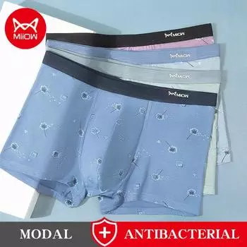 Miiow, 3 шт., мужское нижнее белье из модала, дышащие мягкие мужские шорты-боксеры со средней талией и принтом, L-4XL L