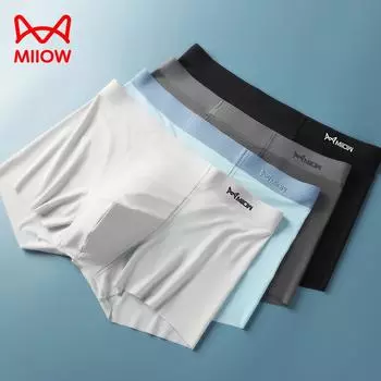 MIIOW, 3 шт., мужское нижнее белье из ледяного шелка, боксеры, антистатические мужские трусы из металлического волокна, бесшовные мужские трусы-боксеры, шорты, багажник L