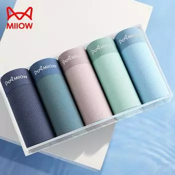 MiiOW, 3 шт., мужское нижнее белье из ледяного шелка, боксеры, дышащие сетчатые трусы с шаговым швом, мужские тонкие бесшовные мужские трусы, антибактериальные боксеры L