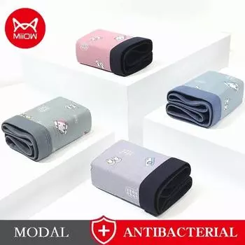 Miiow, 3 шт., мужское нижнее белье с принтом, модальная ткань, индивидуальное, с милым мультяшным принтом, дышащая промежность, мужские трусы-боксеры, L-4XL L