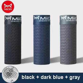 MiiOW, 3 шт., сексуальные сетчатые мужские трусы-боксеры, графеновые антибактериальные мужские трусы, трусы из ледяного шелка, дышащие боксеры 4XL L