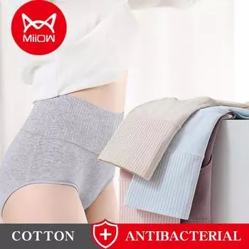 Miiow, 3 шт., женские хлопковые антибактериальные шорты с треугольными чашечками, подтягивающие бедра, физиологические трусы L