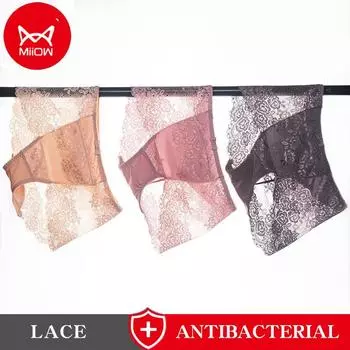 MiiOW 3 шт. женское бесшовное легкое нижнее белье кружевное нижнее белье с подтяжкой бедер M