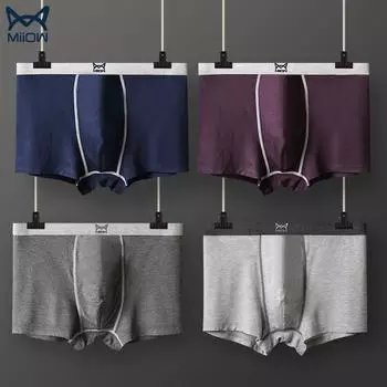 MiiOW 4 шт. графеновое мужское нижнее белье мужские шорты-боксеры из чистого хлопка дышащие шорты на плоской подошве 4XL шорты-боксеры L