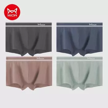 Miiow, 4 шт., мужские спортивные шорты-боксеры со средней талией, 40 лет, однотонные полосатые спортивные повседневные мужские шорты-боксеры, L-4XL L