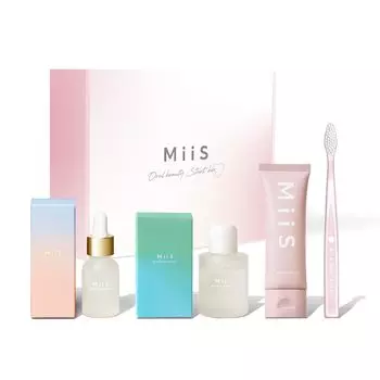 MiiS Whitening Start Box 4 шт. Набор отбеливающая зубная паста ополаскиватель для полости рта подарок домашнее отбеливание без абразивов