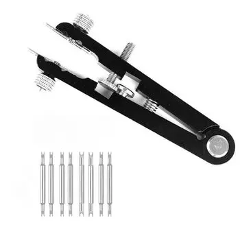 [mikan] Double grip type watch spring bar removal tool belt adjustment device repair tool length adjustment replacement repair kit (black)