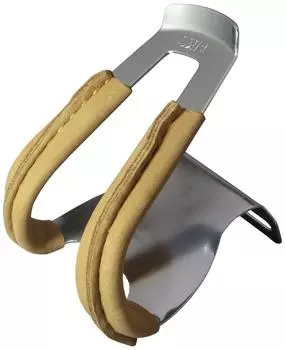Mikashima Bicycle Toe Clip HALF CLIP Clip with Brown (MKS) w/leather (Half Leather)
