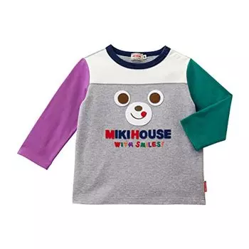 Miki House 10-5234-579 Футболка, Длинный рукав, Для мальчиков, Девочек, Младенцы, Дети, Детская одежда, серый, 120