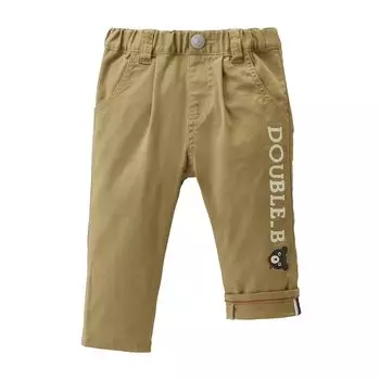MIKI HOUSE Double B Long 10 Minute Beige [MIKI HOUSE] Брюки, Штаны, Брюки, Длина, Логотип, Медведь, Простые, Однотонные, Эластичные, Мальчики, Девочки, Младенцы, Дети, бежевый