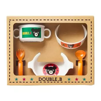 MIKI HOUSE Double B Tableware Baby Baby Tableware 5 предметов Сделано в Baby Baby White [MIKI HOUSE] Набор, Подарок, Набор, Набор, Япония, Еда, Мальчики, Девочки, Младенцы, белый