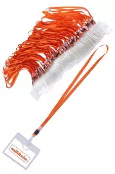 mikketa Держатель для именной бирки, держатель для именной карточки, шейный ремешок, оранжевый, 100 штук [5 цветов]