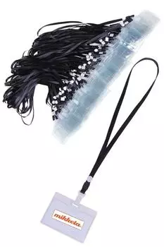 mikketa Держатель для именной бирки, держатель для именной бирки, чехол для подвешивания на шею, черный, 100 штук [5 цветов]