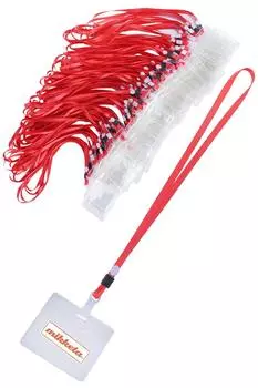 mikketa Держатель для именной бирки, держатель для именной бирки, чехол для подвешивания на шею, красный, 100 штук [5 цветов]