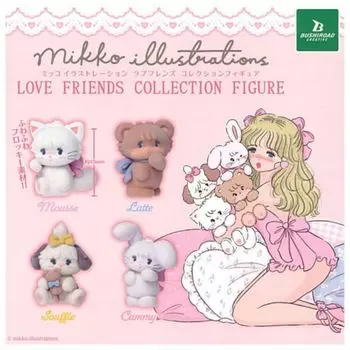 mikko illustrations LOVE FRIENDS Collection Figure x All 4 Types Set Full Comp Gacha Gacha Capsule Toy