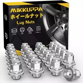 MIKKUPPA M12 x Применимо к автомобилям Toyota Оригинальные колесные гайки Гайки с плоским седлом 21 HEX Длина 37 мм Набор из 24 90-градусных серебряных гаек P1.5