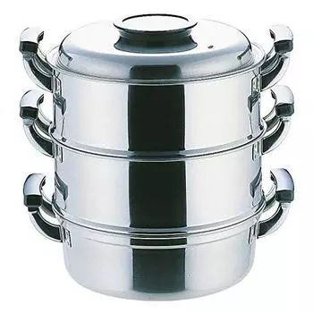 Mikojima Seisakusho Peach Seal Round Steamer 3 Tiers 29cm 18-0