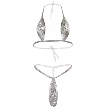 Микро Бикини Глянцевый Косплей Чрезвычайно Маленький Экстремально Сексуальный Экстремально Эротичный Бесплатно [Черное Предзнаменование] (7010-Серебристый, Размер) bs201-f-7010-sv