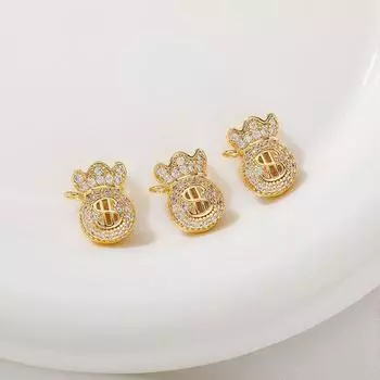 Микро-инкрустация 14K Светлое золото Звезда Луна Снежинка DIY Циркон 27# purse 15mm