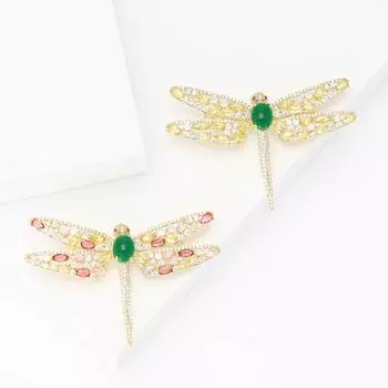 Микро-инкрустированная цветная циркониевая брошь в виде стрекозы, женская одежда высокого класса, корсаж, бижутерия, булавка в виде животного