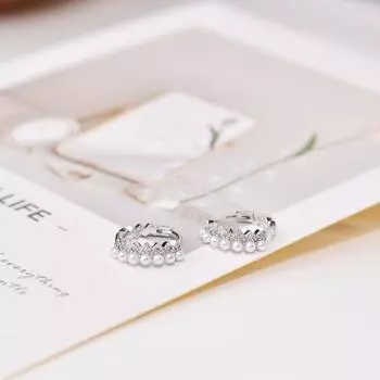 Микро-инкрустированные циркониевые волнистые жемчужины серьги пряжка легкие роскошные французские ретро серьги элегантный темперамент