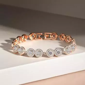 Микро-инкрустированный циркониевый браслет-кнопка, женский легкий роскошный модный геометрический однорядный круглый циркониевый браслет
