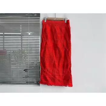 Микро Изъян K-стиль Мода Без рукавов Круглый вырез Комплект из двух частей Однотонный Все сочетается Вязаный Утягивающий Облегающий Летний Элегантный Y2 Red skirt XS