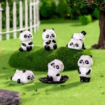 Микро-ландшафтное садоводство ландшафтный дизайн твердый/светящийся панда милая маленькая кукла животное своими руками аксессуары из смолы маленькие украшения белый