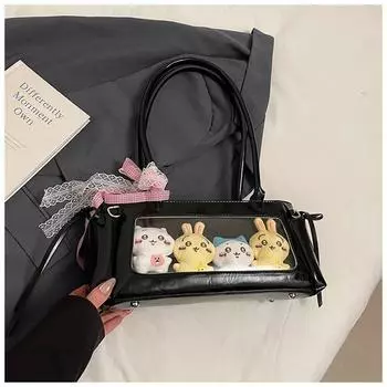 Микро мультяшный рюкзак, наплечная сумка, повседневная сумка через плечо, черная нишевая сумка-саквояж для рабочей одежды, вмещает мини-грузовик, милая сумка под мышкой Black without pendant