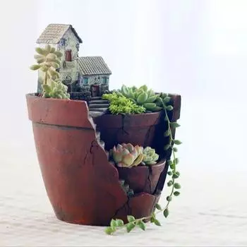 Микро-пейзаж суккулентные растения цветочный горшок смолы цветочный горшок украшение сада