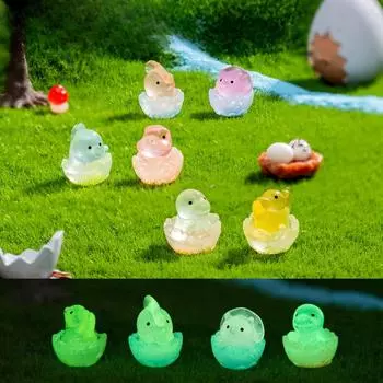 Микро-пейзаж Светящиеся в темноте Динозавры Животные Украшения из смолы Садоводство Мох Ландшафтный дизайн Декоративные настольные украшения Luminous eggshell dinosaur