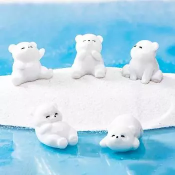 Микро-пейзажное украшение, мультяшный милый белый медведь, смоляное украшение, настольный автомобиль, украшение для дома, аксессуары для декоративно-прикладного искусства Polar Bear Series5pcs