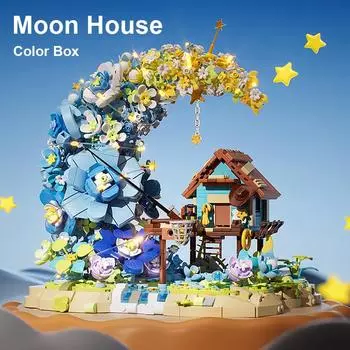 Микро строительные блоки частицы сказочная луна деревянный дом детские пазлы блоки игрушки подарок украшение