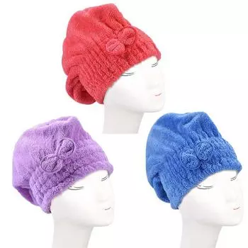 Микрофибра Bowknot Быстрый сухой душ Эластичный впитывающий шляпа для волос жёлтый