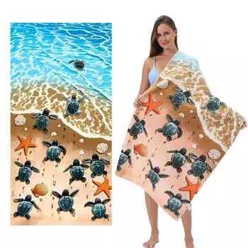 Микрофибра Трехмерная цифровая печать Черепаха Пляжное полотенце Абсорбирующее банное полотенце 75*150CM