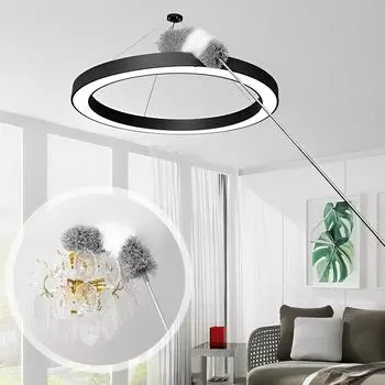 Микрофибровая тряпка для пыли, перьевая тряпка, гибкая, не царапается, телескопическая штанга, съемная, инструменты для уборки пыли, для чистки мебели, новые светло-серый