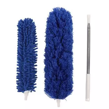 Микрофибровые тряпки с удлинителем, сменные 2 головки, длинная ручка, гибкие, моющиеся тряпки для
